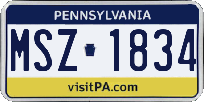 PA license plate MSZ1834