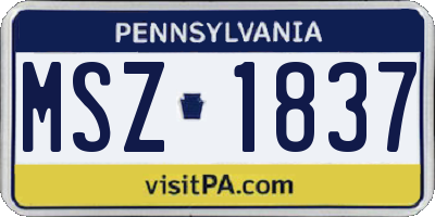 PA license plate MSZ1837