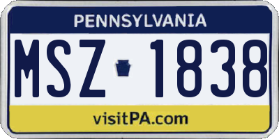 PA license plate MSZ1838