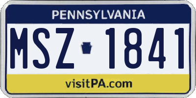PA license plate MSZ1841