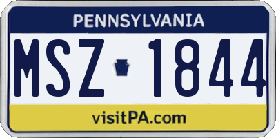 PA license plate MSZ1844