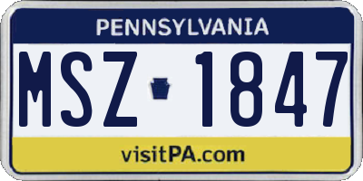 PA license plate MSZ1847