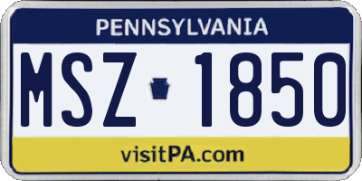 PA license plate MSZ1850