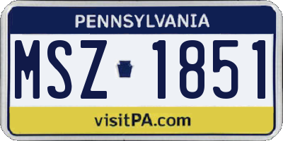 PA license plate MSZ1851