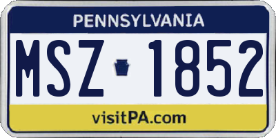 PA license plate MSZ1852
