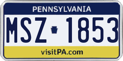 PA license plate MSZ1853