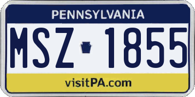 PA license plate MSZ1855