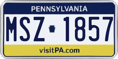 PA license plate MSZ1857