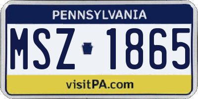 PA license plate MSZ1865