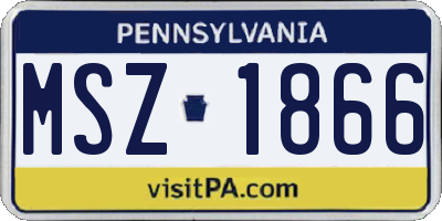 PA license plate MSZ1866