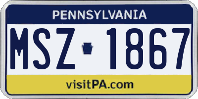 PA license plate MSZ1867