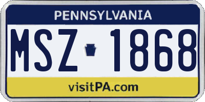 PA license plate MSZ1868