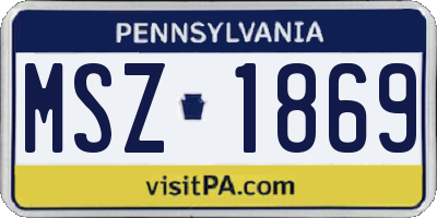 PA license plate MSZ1869