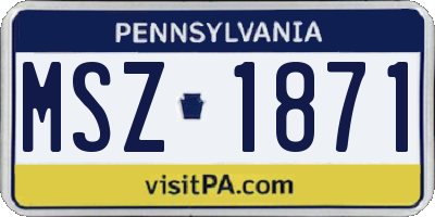 PA license plate MSZ1871