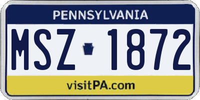 PA license plate MSZ1872