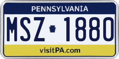 PA license plate MSZ1880