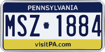 PA license plate MSZ1884