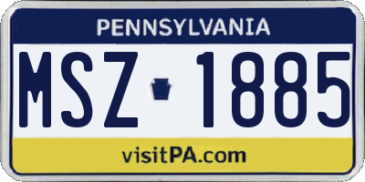 PA license plate MSZ1885