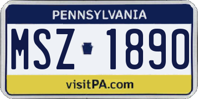 PA license plate MSZ1890