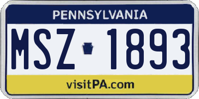 PA license plate MSZ1893