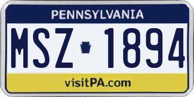 PA license plate MSZ1894