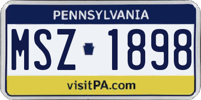 PA license plate MSZ1898