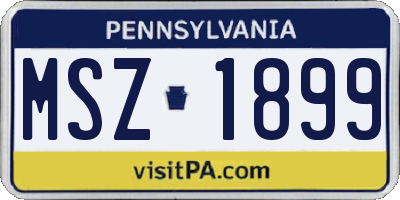 PA license plate MSZ1899