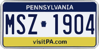 PA license plate MSZ1904