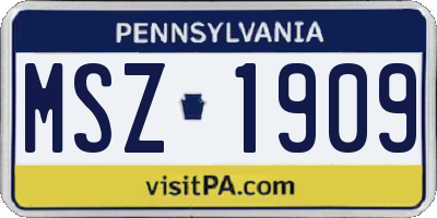 PA license plate MSZ1909