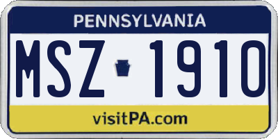 PA license plate MSZ1910
