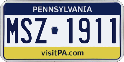 PA license plate MSZ1911