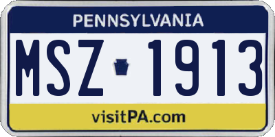 PA license plate MSZ1913