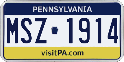 PA license plate MSZ1914