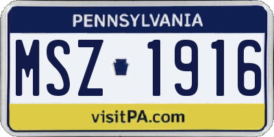 PA license plate MSZ1916
