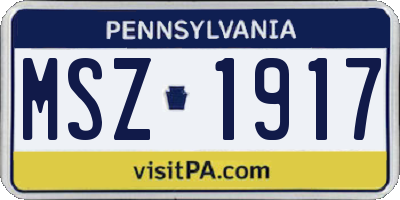 PA license plate MSZ1917