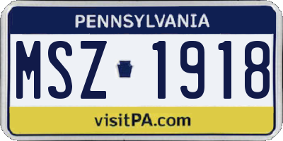 PA license plate MSZ1918