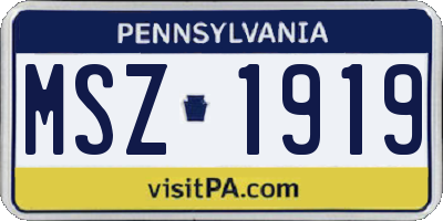 PA license plate MSZ1919