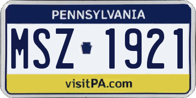 PA license plate MSZ1921