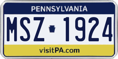 PA license plate MSZ1924