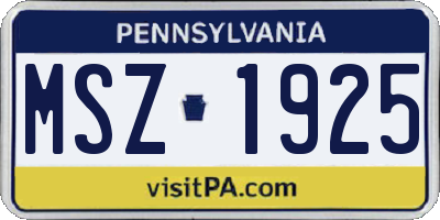 PA license plate MSZ1925