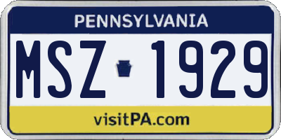 PA license plate MSZ1929