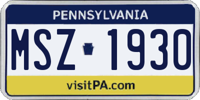 PA license plate MSZ1930