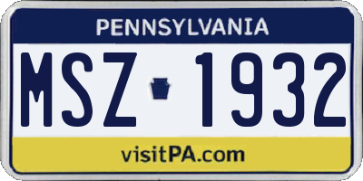 PA license plate MSZ1932