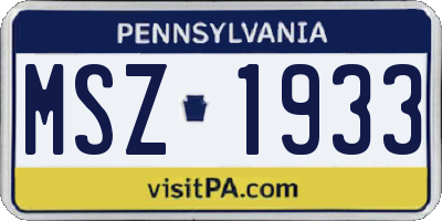 PA license plate MSZ1933