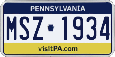 PA license plate MSZ1934