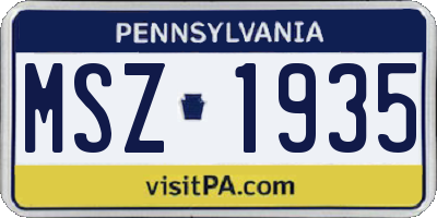 PA license plate MSZ1935