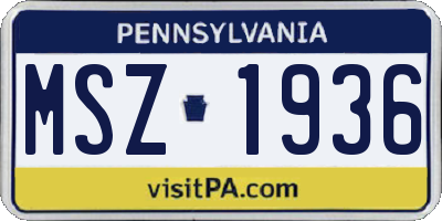 PA license plate MSZ1936