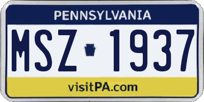 PA license plate MSZ1937