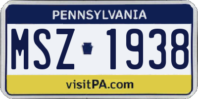 PA license plate MSZ1938