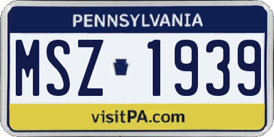 PA license plate MSZ1939